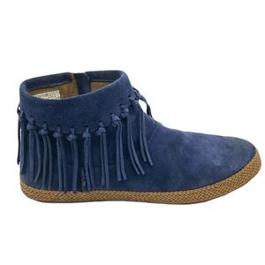 UGG Shenendoah Womens Moccasin Ankle Boots Size 7.5 Suede Zip Blue Western‎ Boho